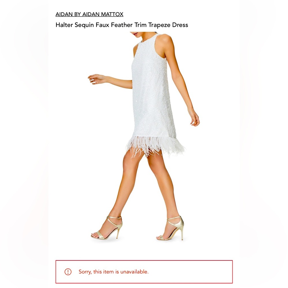 NEW W/ TAGS! — AIDAN MATTOX — Halter Sequence Dress with Feather Trim — size 2